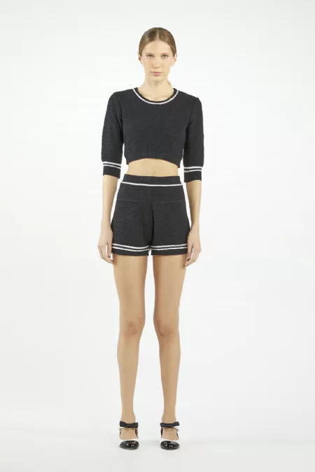 Shorts Tricot Ely  Black-Off White 
