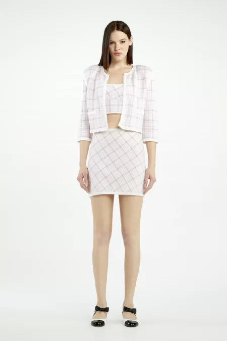 Top Tricot Grid Effie Off White-Pink Tulle