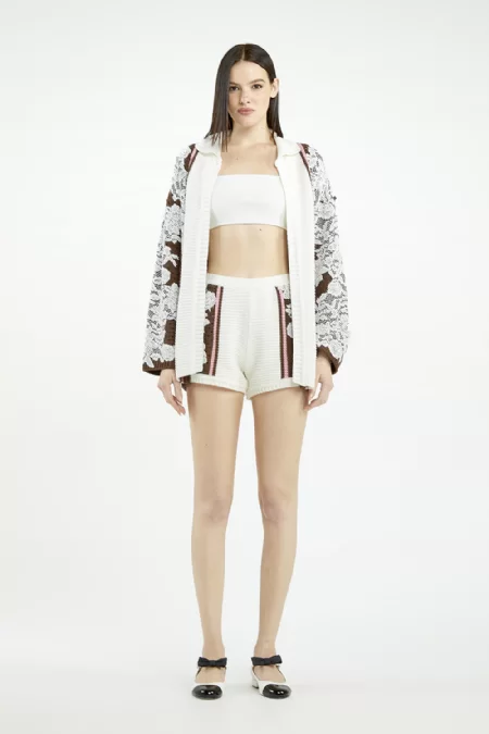 Shorts Tricot Ejina Brown-Off White